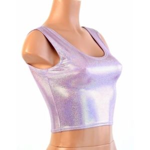 Spandex Lilac Holographic Tank Crop